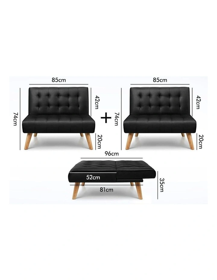 PU Leather Sofa Bed in Black image 5