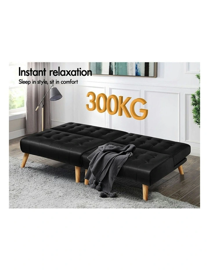 PU Leather Sofa Bed in Black image 6