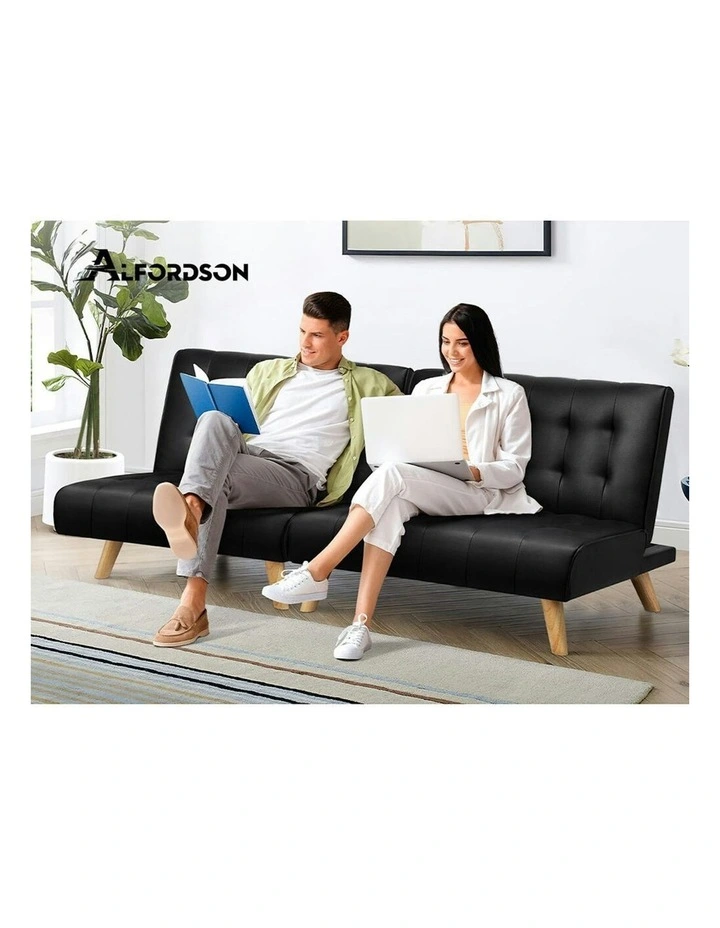 PU Leather Sofa Bed in Black image 7