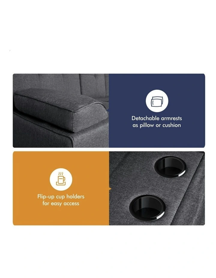 Sofa Bed Lounge 3 Seater in Grey image 3