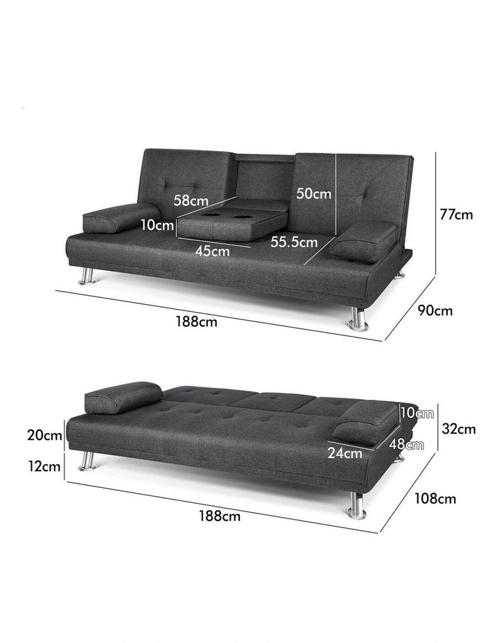 Sofa Bed Lounge 3 Seater in Grey image 4