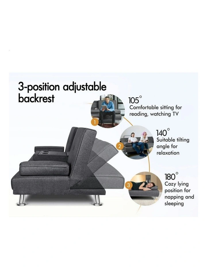 Sofa Bed Lounge 3 Seater in Grey image 5