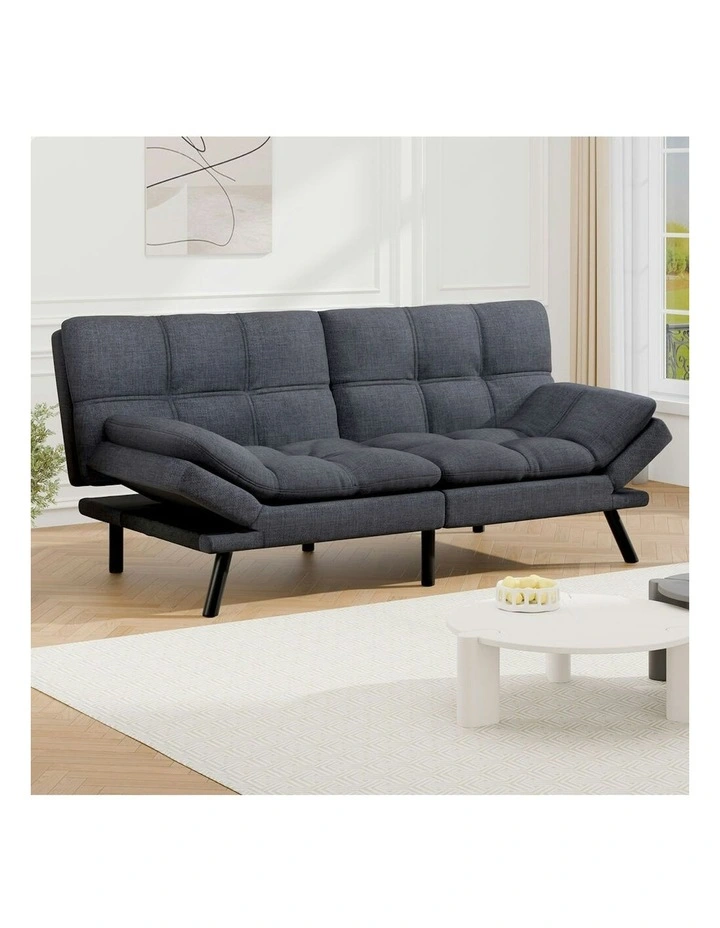 Recliner Lounge Futon Couch 3 Seater Convertible Sofa Bed in Grey image 2