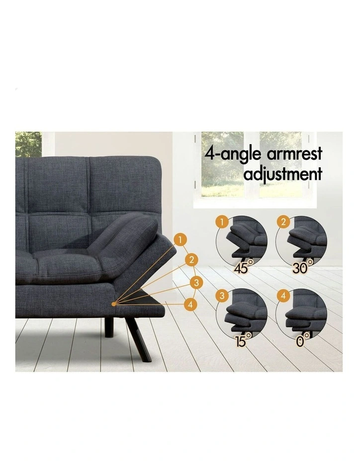 Recliner Lounge Futon Couch 3 Seater Convertible Sofa Bed in Grey image 4