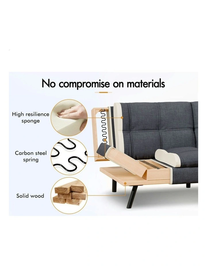 Recliner Lounge Futon Couch 3 Seater Convertible Sofa Bed in Grey image 7