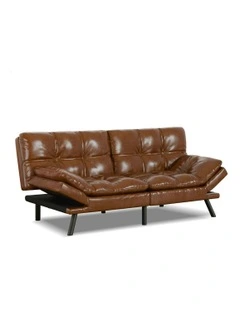 Recliner Lounge Futon Couch 3 Seater Convertible Sofa Bed in Brown