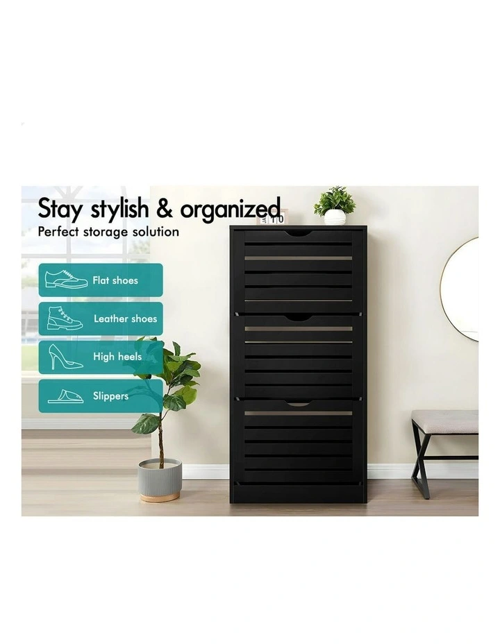 Organiser Shoe Storage Cabinet in Black image 3