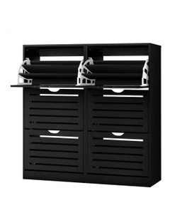 Organiser Shoe Storage Cabinet Set Of 2 in Black