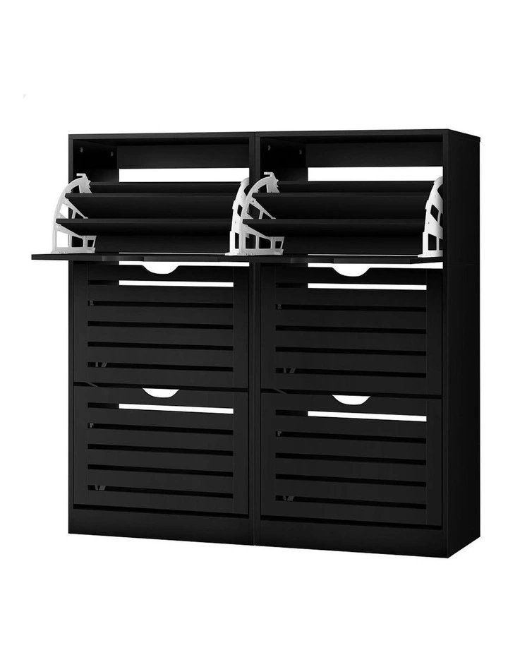 Organiser Shoe Storage Cabinet Set Of 2 in Black image 1