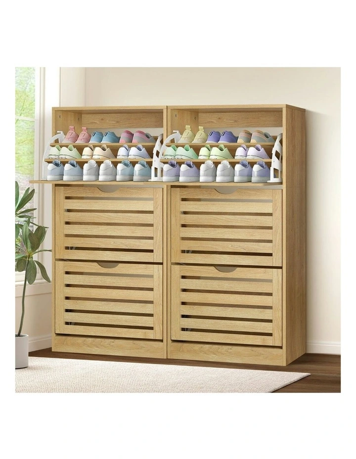 Organiser Shoe Storage Cabinet Set Of 2 in Wood image 2
