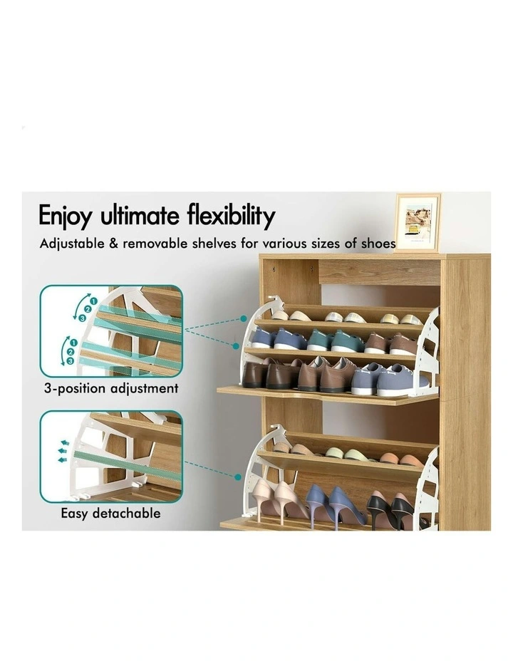 Organiser Shoe Storage Cabinet Set Of 2 in Wood image 4