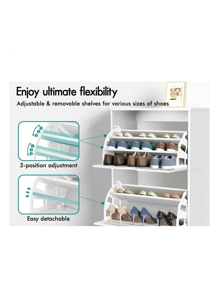 Organiser Shoe Storage Cabinet in White image 4