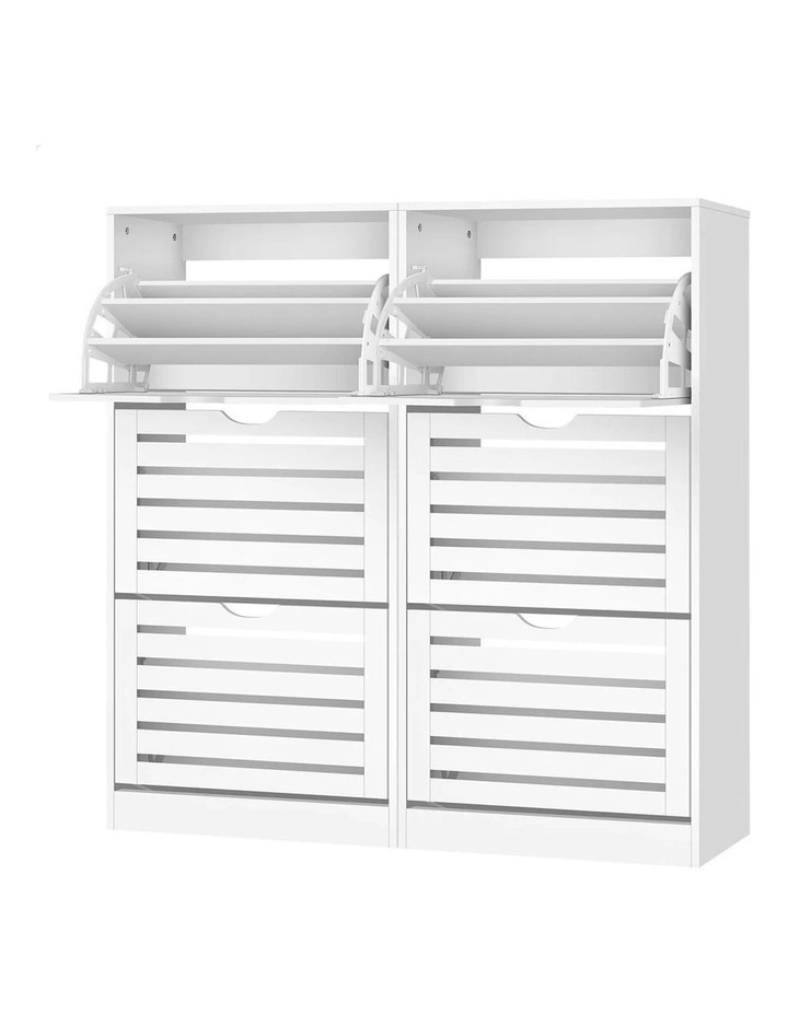 Organiser Shoe Storage Cabinet Set Of 2 in White image 1