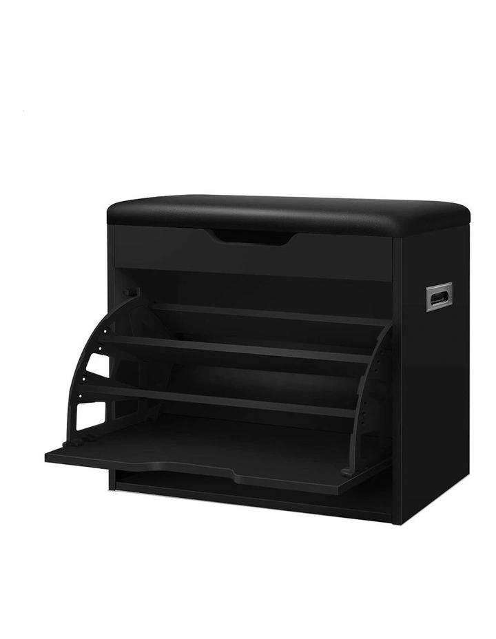 12 Pairs Shoe Cabinet Bench in Black image 1