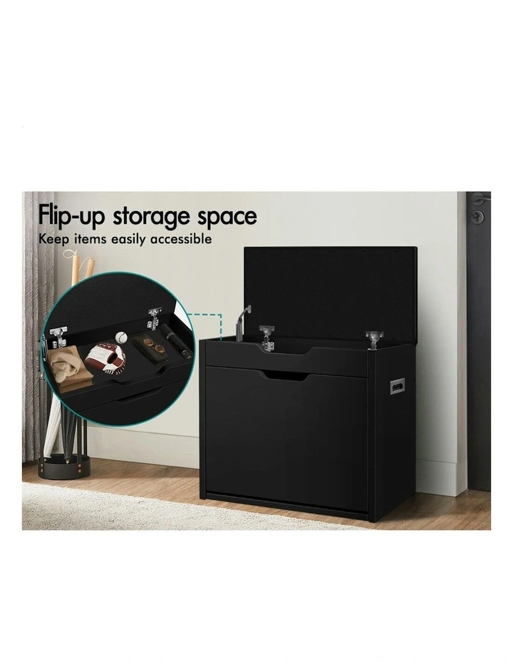 12 Pairs Shoe Cabinet Bench in Black image 3