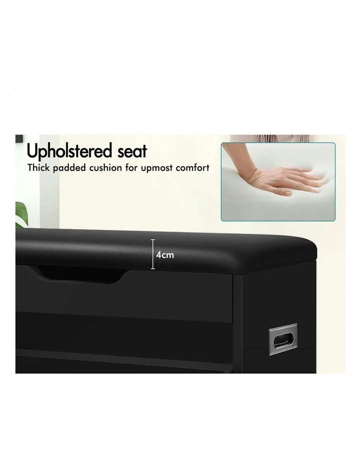 12 Pairs Shoe Cabinet Bench in Black image 6