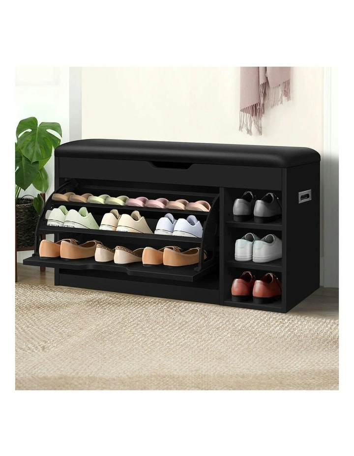 18 Pairs Shoe Cabinet Bench in Black image 2