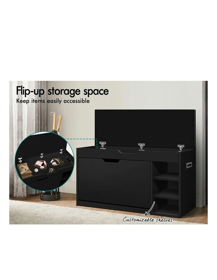 18 Pairs Shoe Cabinet Bench in Black image 3