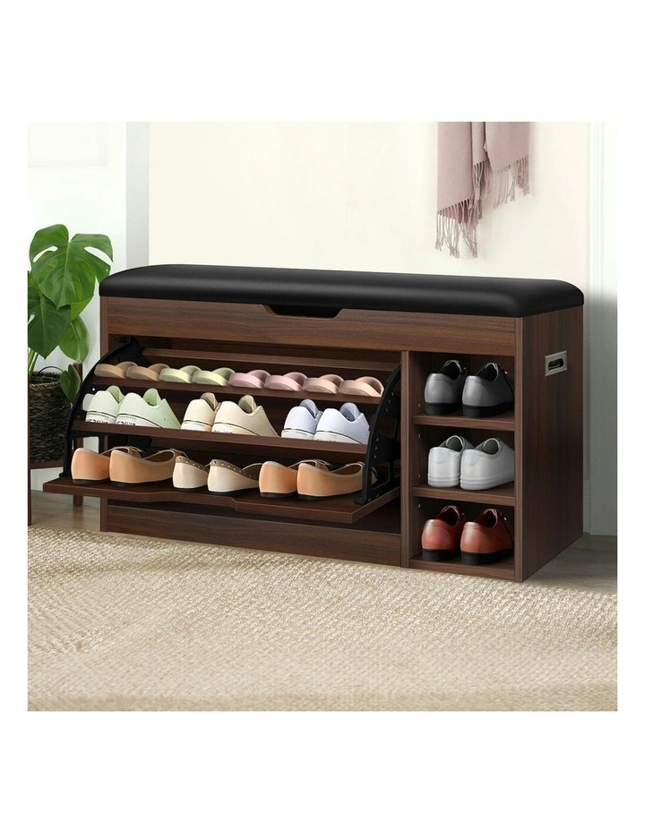 18 Pairs Shoe Cabinet Bench in Walnut image 2