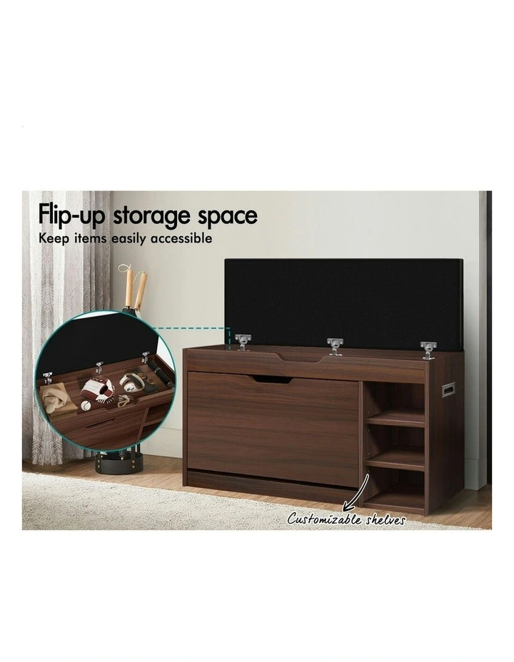 18 Pairs Shoe Cabinet Bench in Walnut image 3