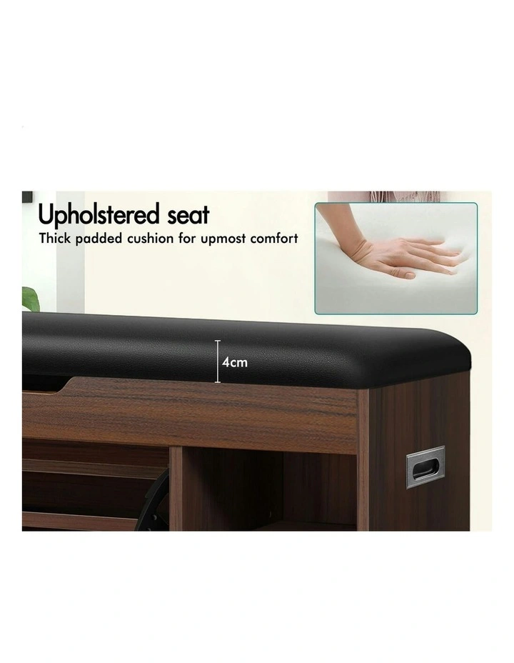 18 Pairs Shoe Cabinet Bench in Walnut image 6