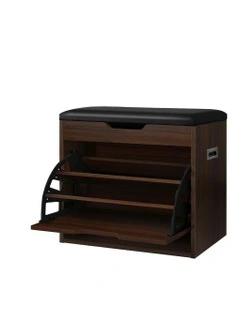 12 Pairs Shoe Cabinet Bench in Walnut