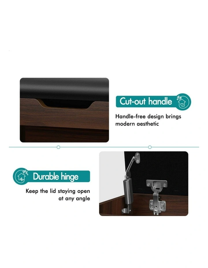 12 Pairs Shoe Cabinet Bench in Walnut image 5