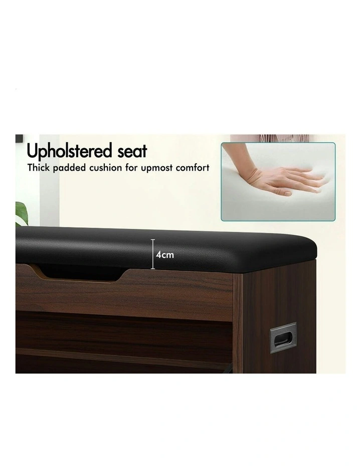 12 Pairs Shoe Cabinet Bench in Walnut image 6