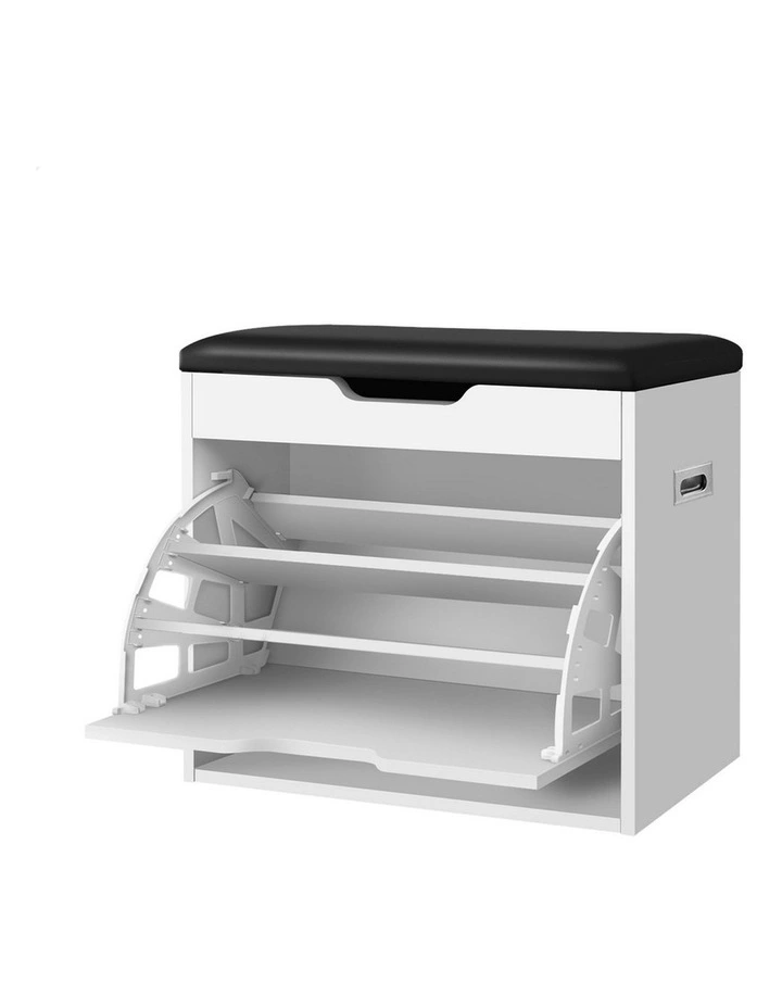 12 Pairs Shoe Cabinet Bench in White image 1