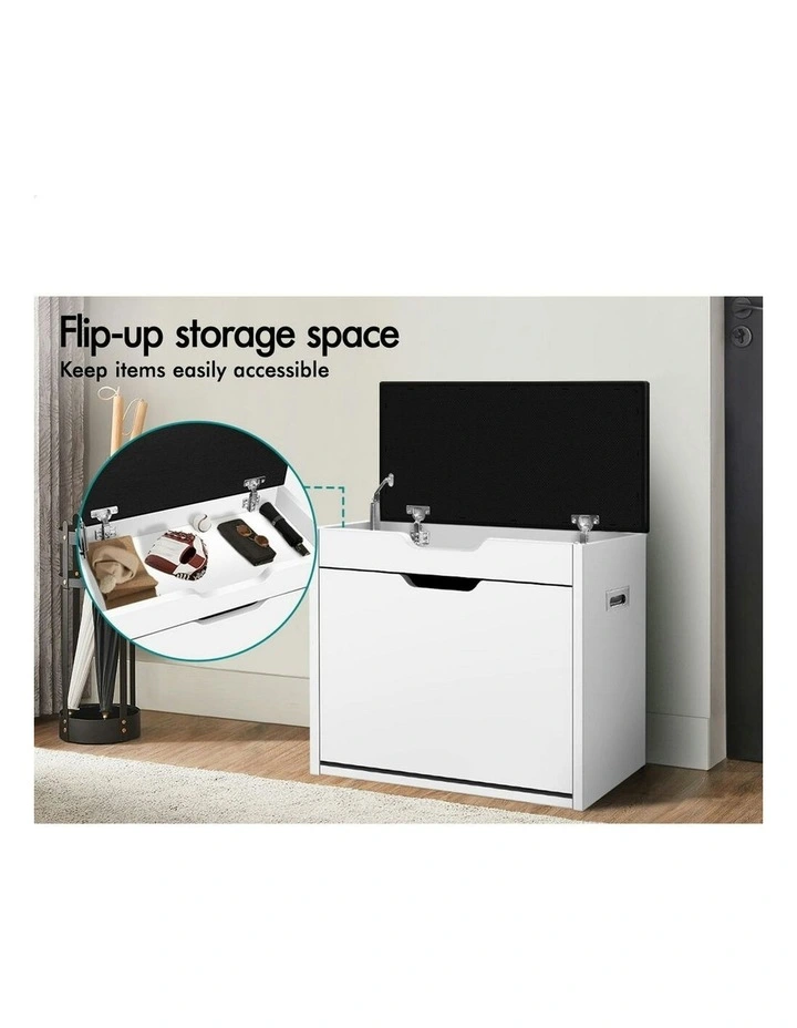 12 Pairs Shoe Cabinet Bench in White image 3