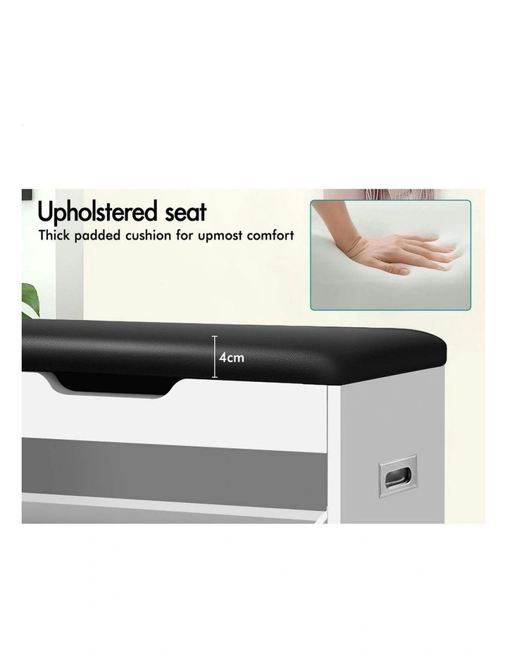 12 Pairs Shoe Cabinet Bench in White image 6