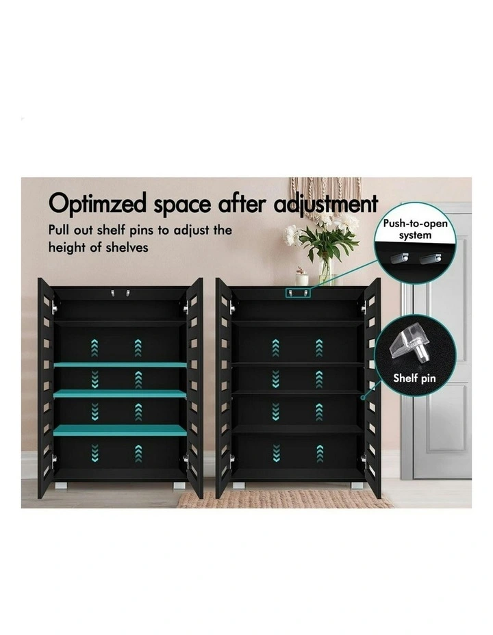 21 Pairs Shoe Cabinet Storage in Black image 3