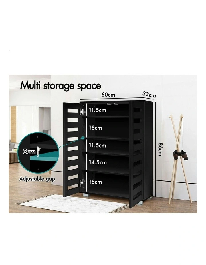 21 Pairs Shoe Cabinet Storage in Black image 6