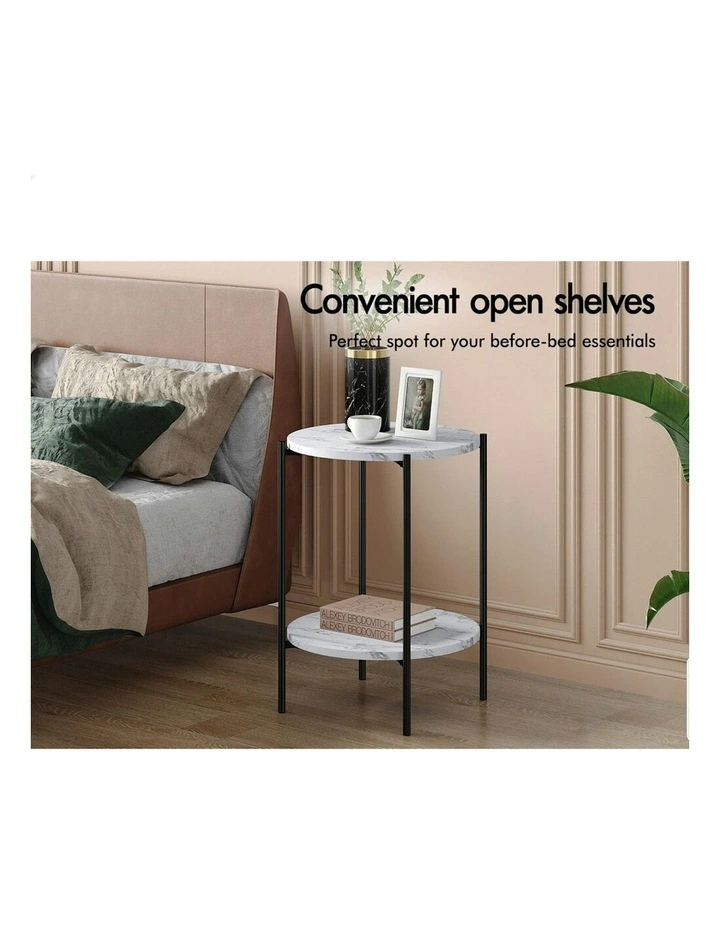 Round Marble Shelf Side Table in Black image 5