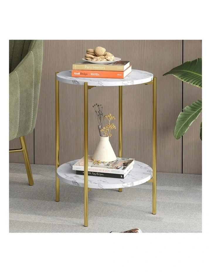 Side Table Sofa End Bedside Nightstand in Gold image 2