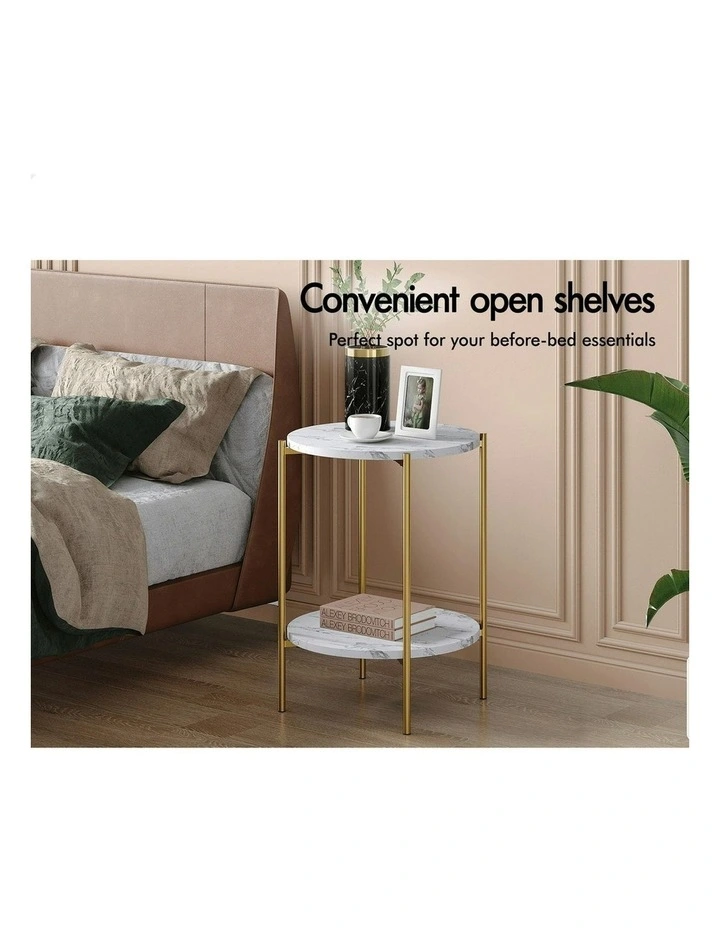 Side Table Sofa End Bedside Nightstand in Gold image 4