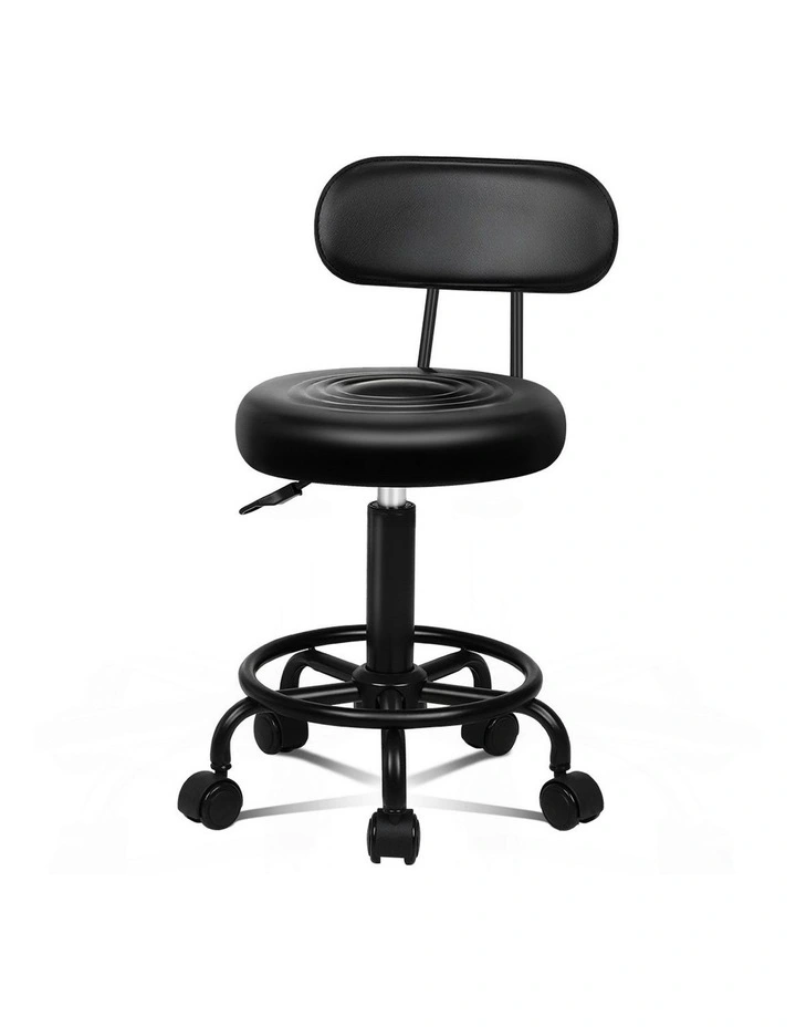 Back Swivel Salon Stool in All Black image 1