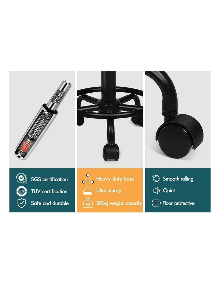 Back Swivel Salon Stool in All Black image 4