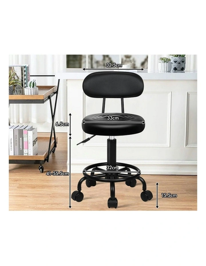 Back Swivel Salon Stool in All Black image 6