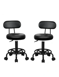 Backrest Barber Hair Dress Chair Swivel Salon Stool 2x in All Black