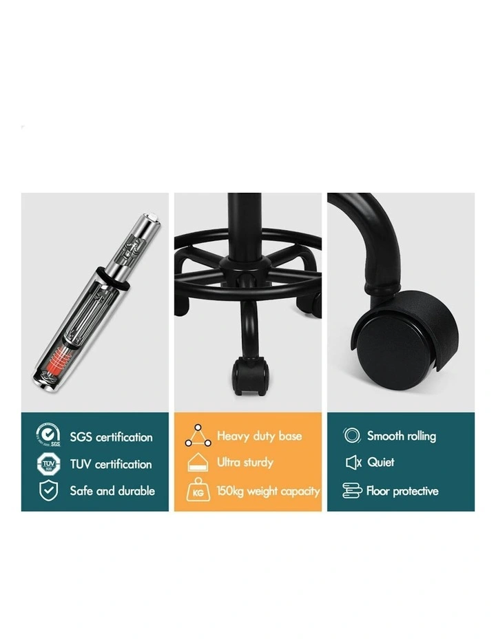 Backrest Barber Hair Dress Chair Swivel Salon Stool 2x in All Black image 4