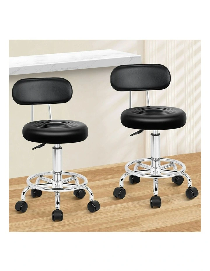 Backrest Swivel Barber Hair Dress Chair Declan Salon Stool 2x in Black image 2