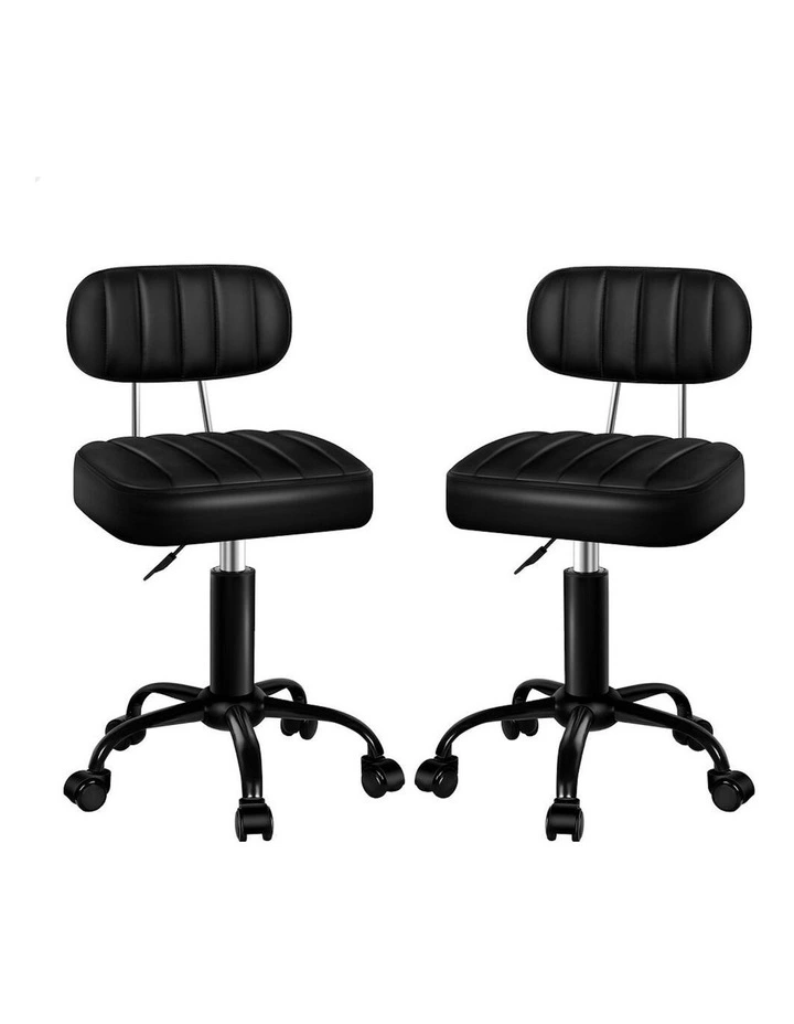 Backrest Swivel Barber Hair Dress Chair Lina Salon Stool 2x in All Black image 1