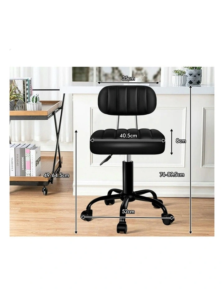 Backrest Swivel Barber Hair Dress Chair Lina Salon Stool 2x in All Black image 6