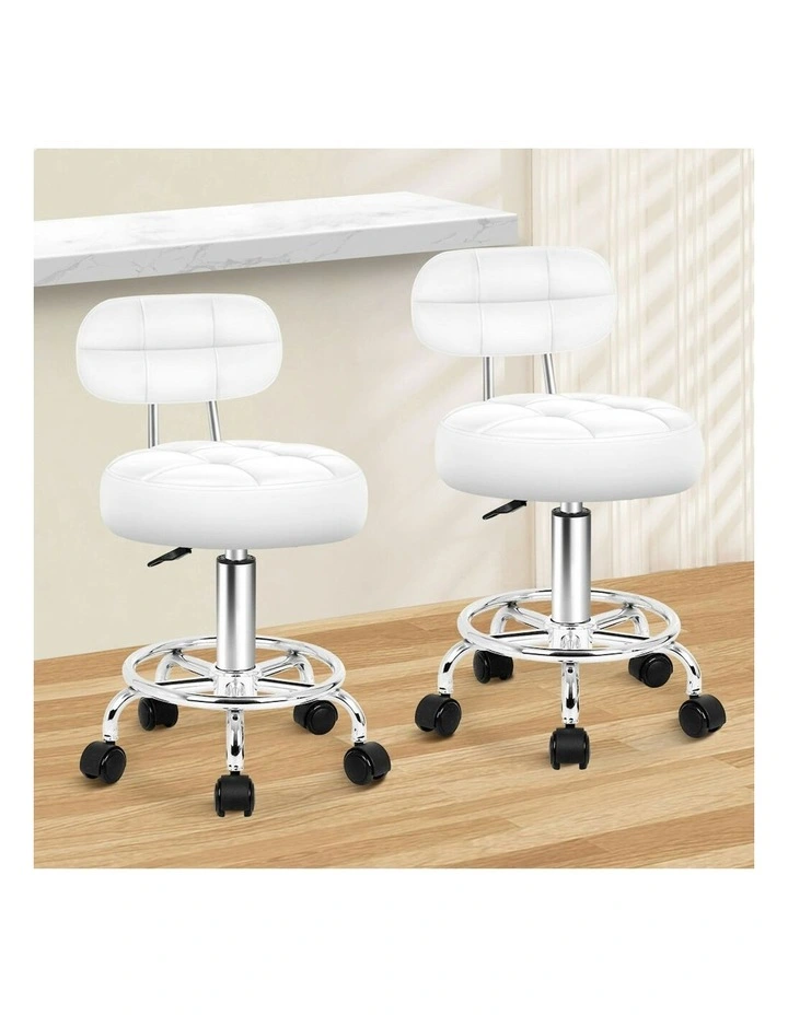 Salon Stool Set of 2 in White image 2