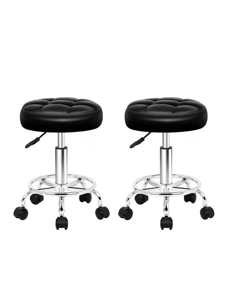 Round Swivel Barber Hair Dress Chair Gas Lift Salon Stool 2x Black image 1