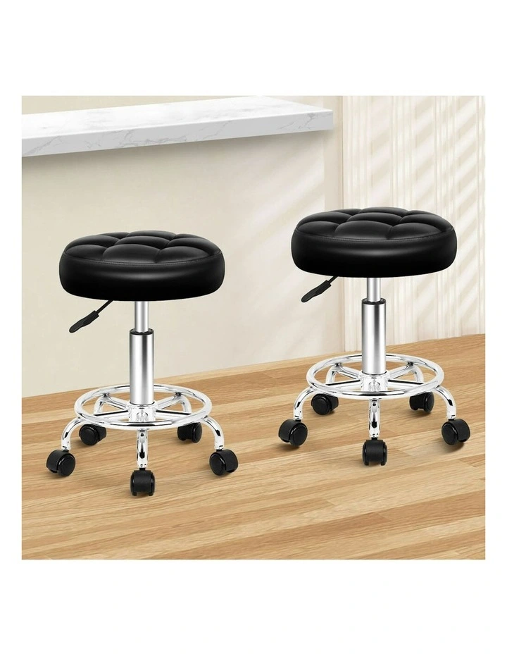 Round Swivel Barber Hair Dress Chair Gas Lift Salon Stool 2x Black image 2