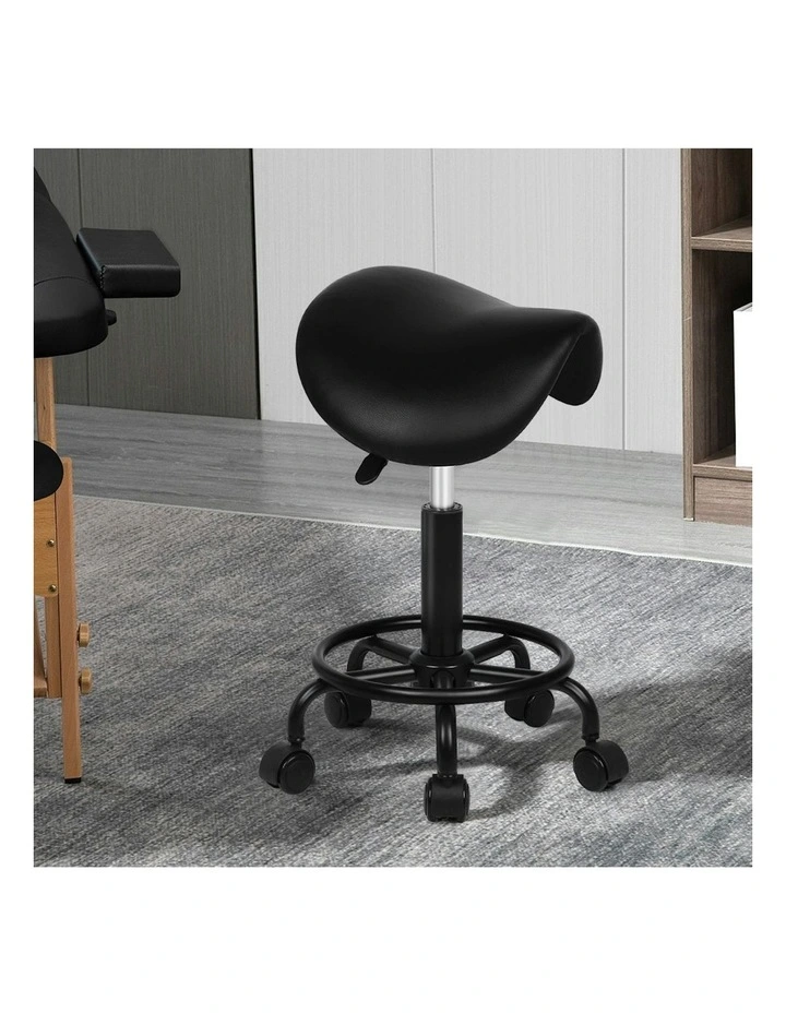Saddle Swivel Barber Hair Dress Chair Sierra Salon Stool in All Black image 2