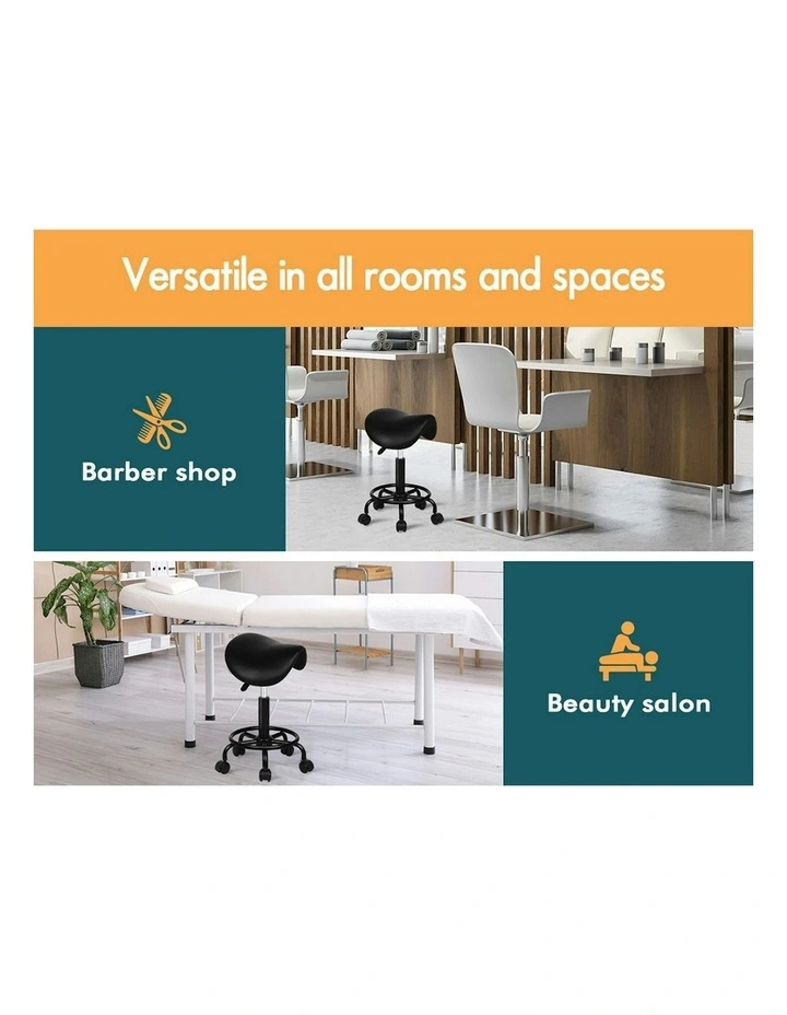 Saddle Swivel Barber Hair Dress Chair Sierra Salon Stool in All Black image 4