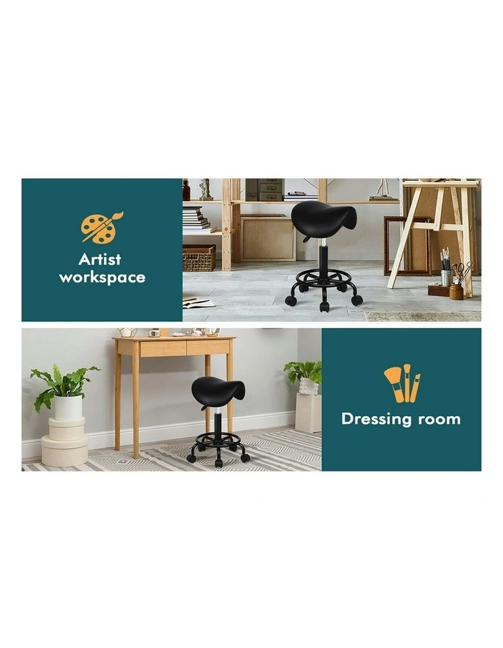 Saddle Swivel Barber Hair Dress Chair Sierra Salon Stool in All Black image 5